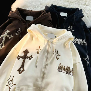 สั่งซื้อขนาดเล็กจากโรงงานขนาดใหญ่ซิปแบบกําหนดเองขึ้นเสื้อฮู้ดเย็บปักถักร้อย Chenille สําหรับผู้ชาย 2024 - Product Image 6