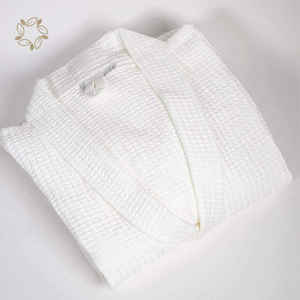 เสื้อคลุมอาบน้ำผ้าฝ้ายวาฟเฟิลเทอร์รี่100% 220ก. สำหรับทั้งหญิงและชายสำหรับใช้ในโรงแรมสปา - Product Image 1