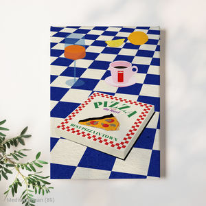 Cuisine méditerranéenne moderne Relaxant Après-midi Cadre en bois ludique Art sur toile - Product Image 2