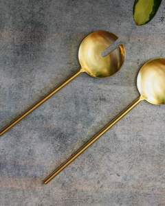 Ensemble de couverts à salade en métal réutilisable écologique en acier inoxydable alimentaire, idéal pour un usage domestique - Product Image 1