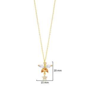 Collier artisanal avec pendentif breloque d'été en pierre de citrine CZ et étoile, en argent sterling 925, vente en gros - Product Image 3