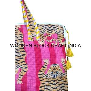 Sac pour ordinateur portable écologique 100% coton imprimé numérique matelassé avec poignée avec sac pour ordinateur portable avec poche de protection - Product Image 2