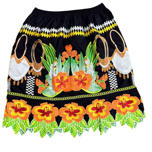 Etiqueta privada diseño único Floral Midi falda 2025 verano moda cintura elástica plisada línea A faldas largas fluidas bordado - Product Image 6