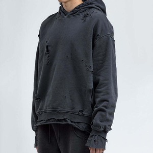 Sudadera con Capucha para Hombre, Diseño Nuevo, Estilo Desgastado, Bordado, Color Liso, Manga Larga, para Invierno, Básico, Mezcla de Algodón - Product Image 4