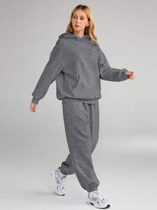 Ensemble de survêtements vintage surdimensionnés pour femmes automne/hiver, tissu doux et respirant, logo personnalisé, jogging, un ensemble - Product Image 6