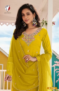 Nouveau Designer Dola Silk With Hand Work Kurti Pant And Dupatta Fabricant et fournisseur de Surat à bas prix - Product Image 6