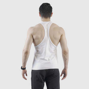 White Sporty Casual Tank <b>Top</b> Breathable Cotton Spandex Hood Collar 3D Rhinestone Embroidery Washed Technique XL Size Solid Print - Product Image 2