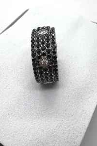 Anillo Único de Banda Ancha con Diamante Negro Original de Moissanita, Plata 925 con Baño de Oro, para Mujer, Regalo de Compromiso, Joyería - Product Image 5