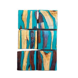 ที่รองแก้วชาทรงสี่เหลี่ยม,ที่รองแก้วไม้และเรซิ่นสำหรับงานแต่งงานของขวัญ - Product Image 1