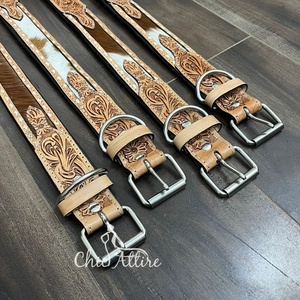 Custom Hand Tooled Leather Pet <b>Collar</b> Soft Breathable <b>Dog</b> <b>Collar</b> Durable Cowhide Leather <b>Dog</b> <b>Collars</b> for Small Medium Large <b>Dogs</b> - Product Image 1