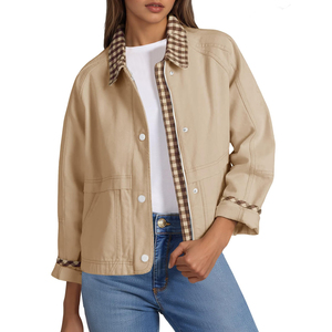 Hot Selling Women's Jacket Breathable Cotton <b>Canvas</b> <b>Plain</b> Dyed and Windproof Direct from Raw Processing OEM - Product Image 1