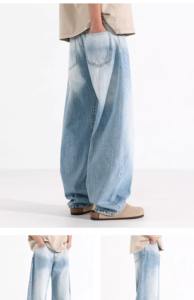 جينز رجالي مخصص بتصميم عتيق، قابل للغسل، مناسب للربيع/الصيف/الشتاء، بخصر متوسط وساق واسعة، مصنوع من قماش الدنيم القطني 100٪، مناسب للملابس الشبابية - Product Image 2