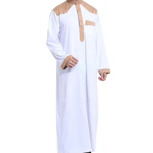 Custom made Thobe Good Quality Saudi thobe Jubba Men Saudi Fashion Men Islamic Clothing Custom chest pocket patch High Quality