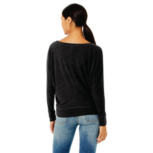 T-Shirt à manches longues évasées pour femme, coupe décontractée, 65% polyester 35% coton 32 simple 3.7 oz gris foncé - Product Image 3