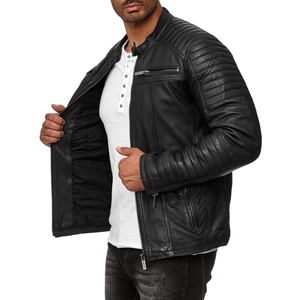 Veste en cuir véritable unisexe, vêtements d'extérieur pour moto, mode classique, vêtements chauds pour l'hiver, vente en gros personnalisée et élégante - Product Image 5