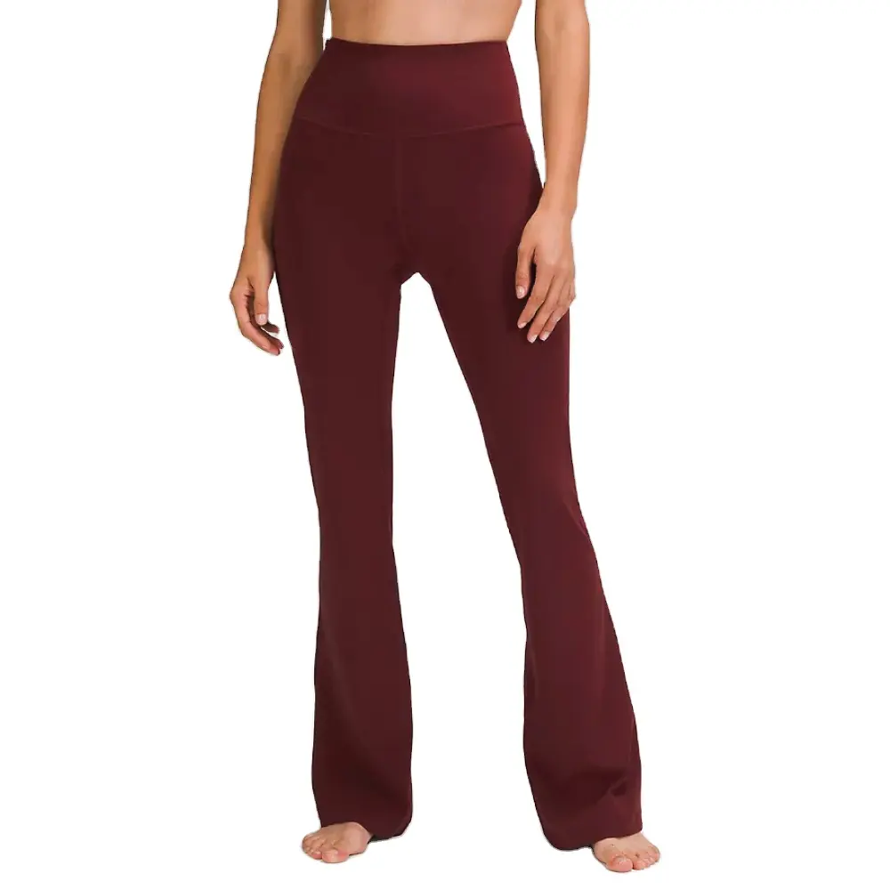 LOGO personalizzato di fabbrica donna palestra calzamaglia sportiva compressione Leggings traspiranti Scrunch Butt pantaloni a vita alta Yoga Flare con tasca