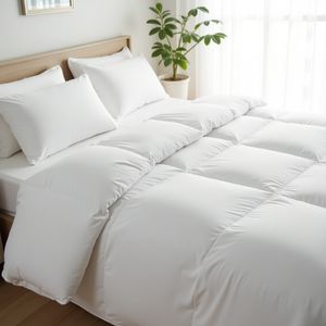 Edredón de algodón tejido 400sm a prueba de plumón suave transpirable e hipoalergénico estilo moderno teñido liso 200X225 cm lavable - Product Image 3