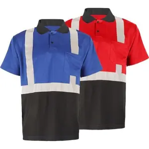 Oi Vis camisas polo reflexivas alta visibilidade segurança manga curta polo camisa com preto inferior verde reflexivo t-shirt tshirts