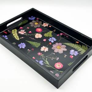 Plateau de service rectangulaire en bois de bambou avec poignées pour table basse, cuisine, maison, organisateur de nourriture et de boissons, planche en bois - Product Image 2