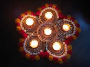Candle Holder Rangoli <b>Set</b> <b>for</b> Festive Home Decor Housewarming Favors Wedding Gift, Floral Mats <b>Tea</b> <b>Party</b> Diwali Decoration Gift - Product Image 3