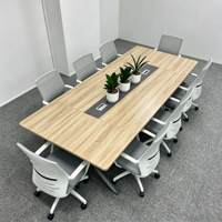Ensemble de table et chaises de conférence de bureau moderne pour 10 à 12 personnes, table de réunion en bois avec prises électriques