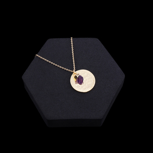 Natural Healing <b>Crystal</b> Rough Purple Amethyst <b>Pendant</b> Necklace 18k Gold Plated Cable Chain Adjustable Needle Celestial Necklaces - Product Image 4