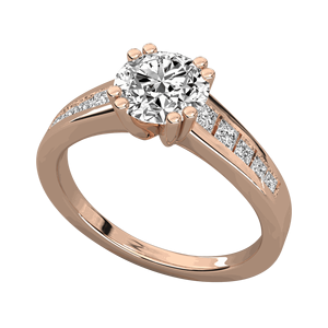 Bague de fiançailles sertie de diamants ronds et taille princesse pour elle - Product Image 4