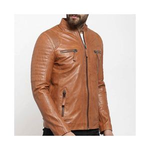 Veste en cuir de mode décontractée pour hommes de bonne qualité Veste en cuir Vestes en cuir à col montant pour l'hiver hommes - Product Image 3