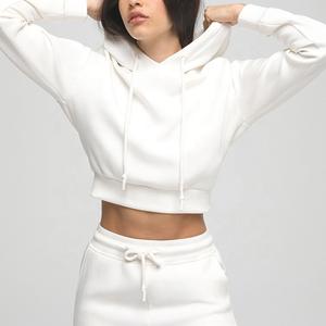 Venta al por mayor de impresión personalizada con logotipo de algodón recortada Hoody Mujeres Pullover Crop Hoodies sudaderas con capucha de las mujeres - Product Image 1