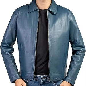 แจ็กเก็ตหนังแท้สีดำสำหรับผู้ชายแจ็กเก็ตนักขี่จักรยานทรงสลิมฟิตแจ็คเก็ตหนัง2025สำหรับผู้ชาย - Product Image 5