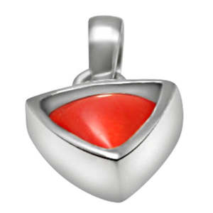 Colgante de Gema Astrológica Triangular de Coral Natural Certificado (Moonga) de 4.25-12.25 Ratti con Engaste de Plata 925, Joyería Fina - Product Image 3