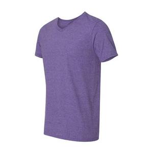 T-shirt de sport d'été pour hommes à la mode Nouvelle mode col en V à manches courtes couleur unie sur mesure en polyester coton chemises pour hommes OEM - Product Image 2