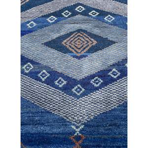 Tapis Manchaha bleu noué à la main en laine et soie de bambou, épaisseur 10 mm, motif géométrique abstrait, rectangulaire, pour la maison et le couloir, modèle Les-2522 - Product Image 3
