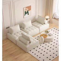 Canapé modulaire extensible YY15 Chesterfield carré en velours, avec housse amovible, rembourrage en éponge, dossier capitonné réglable, durable