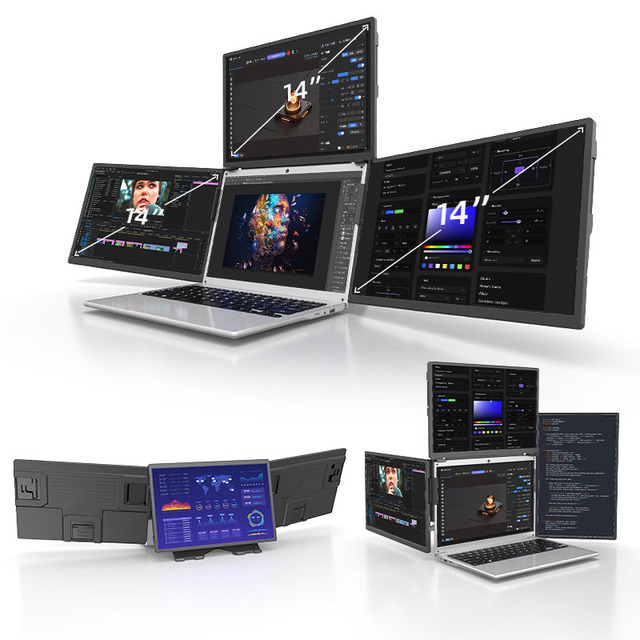 Custom LOGO Full HD Triple Laptop Display Screen Extender 13.3/14 Inch Portable Monitor with USB Type-C for Laptop