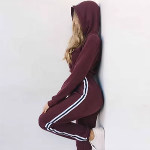 Ensemble de survêtement décontracté 2 pièces pour femme, couleur unie, printemps, écologique, léger, avec sweat à capuche et sweat-shirt personnalisables - Product Image 4