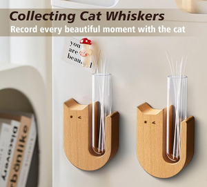 Porte-mémoire pour animaux de compagnie en bois moderne, écologique, léger, réutilisable, aimant de réfrigérateur rectangulaire avec fourrure et moustaches, souvenir - Product Image 3