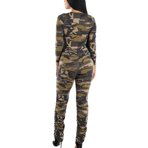 Conjuntos de Yoga de entrenamiento sin costuras de manga larga con estampado de camuflaje para mujer - Product Image 3