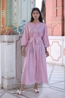 Robe longue à rayures en coton 100% pur, faite à la main, pour femmes, tenue décontractée, écologique, élégante et confortable pour les fêtes et les vacances