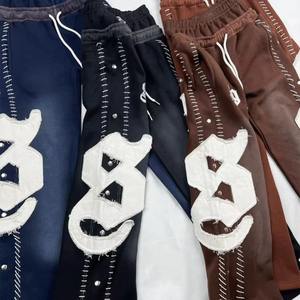 OEM Custom <b>Men</b> Cropped Thick Hoodie High Quality Graphic Faded Embroidery Oversize Acid Wash Hoodies <b>Set</b> <b>Men</b> - Product Image 6