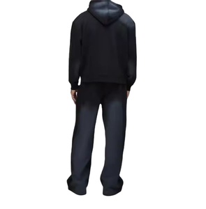 Ensemble de survêtement streetwear uni délavé à l'acide, respirant, 100% coton, avec fermeture éclair, coupe évasée, collection 2026 - Product Image 5
