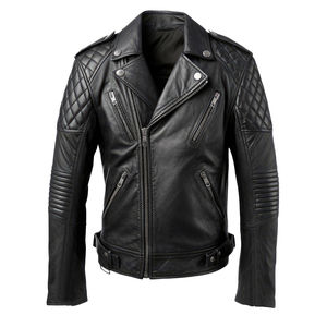 Veste en cuir véritable élégante et de haute qualité pour homme, confortable, décontractée, style streetwear pour l'hiver, vente en gros pour motards - Product Image 1