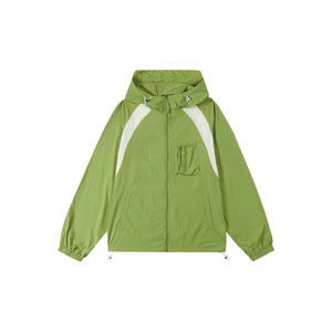 Chaqueta cortavientos de nailon con bloque de Color personalizado de alta calidad de secado rápido para gimnasio, ropa informal transpirable con cremallera de talla grande para verano - Product Image 1