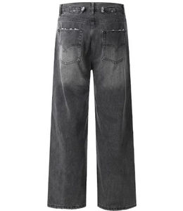 Manufacturer Wholesale High Street Men's Denim <b>Jeans</b> Baggy Wide Leg Vintage Washed <b>Button</b> <b>Fly</b> 100% Cotton OEM ODM Services - Product Image 6