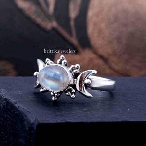 Anillo fino de Plata de Ley 925 más vendido, piedra lunar de corte ovalado, piedra preciosa, venta al por mayor, regalo de compromiso de boda para mujer, estilo bohemio - Product Image 4