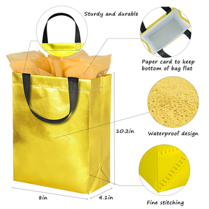 Bolsa de Mano Personalizada Brillante Metálica No Tejida con Logotipo, Reutilizable, Ecológica, para Publicidad, Compras, Regalos, Supermercado, Exposiciones - Product Image 3