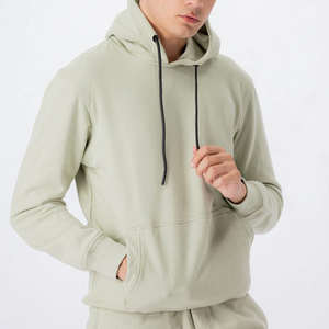 ชุดวอร์มผู้ชายแบบ 2 ชิ้น ผ้าฟลีซคอตตอน 100% สำหรับฤดูหนาว  แบบเรียบง่าย  สามารถปรับแต่งได้  ประกอบด้วยเสื้อฮู้ดดี้และกางเกงจ็อกเกอร์  ชุดกีฬา - Product Image 3