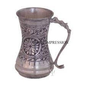 แก้วมักของขวัญแต่งงานทำด้วยมืออุปกรณ์เครื่องครัวและเครื่องดื่มเบียร์อลูมิเนียมสีเงินทรงกลมดีไซน์ลายนูนเครื่องมือเครื่องใช้ในบ้าน - Product Image 2