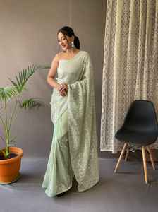 Collection Sari pour femmes de créateur pakistanais indien Travail de séquence élégant pour les mariages Fêtes Festivals Vente en gros Surat India - Product Image 4