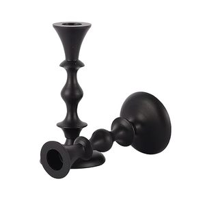 <b>Black</b> Tapers <b>Pillar</b> <b>Candle</b> Holder Holiday Christmas Decoration Table Decor Metal Candlestick Stand Set of 2 Event Supplies - Product Image 6